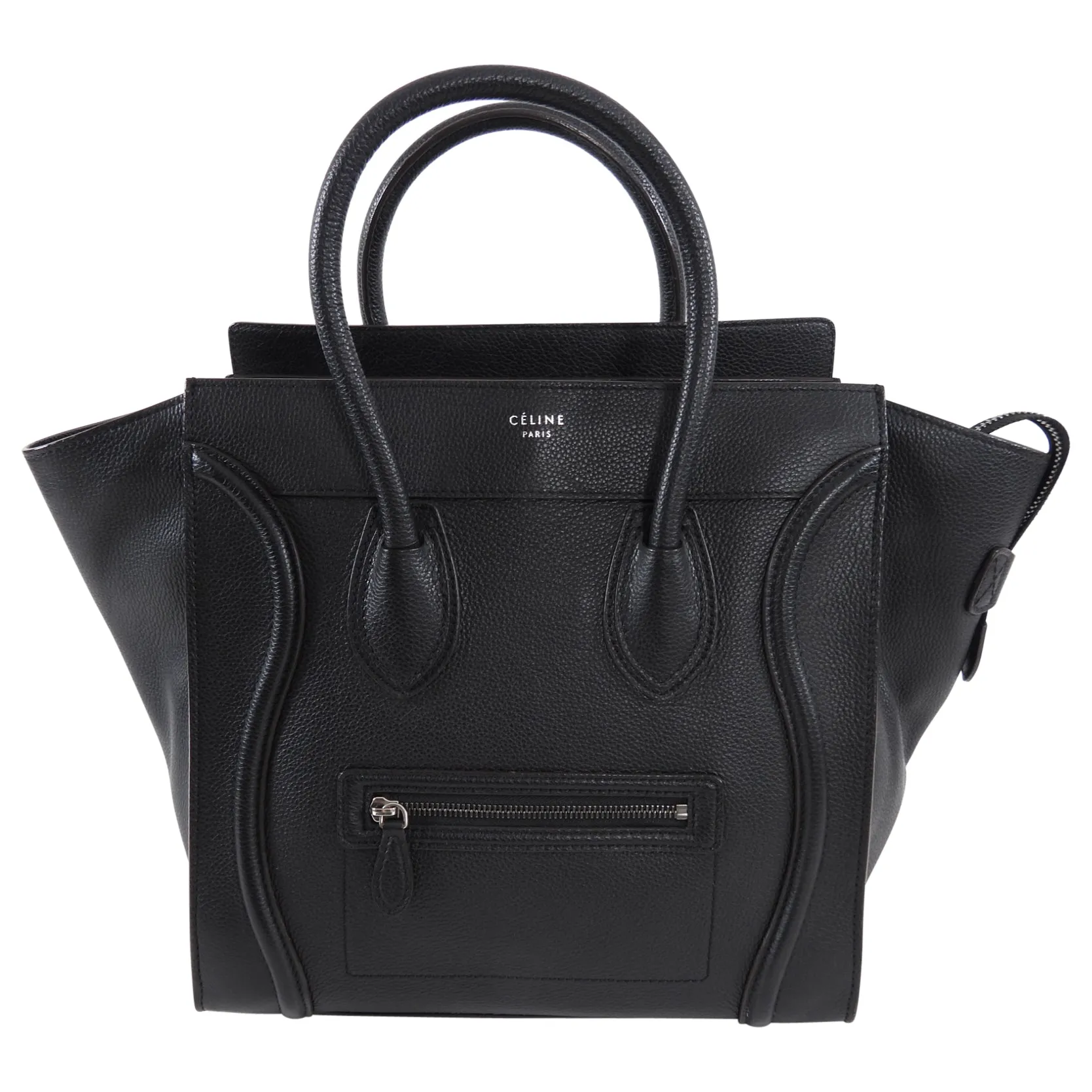 Celine Grained Leather Black Mini Luggage Tote Bag