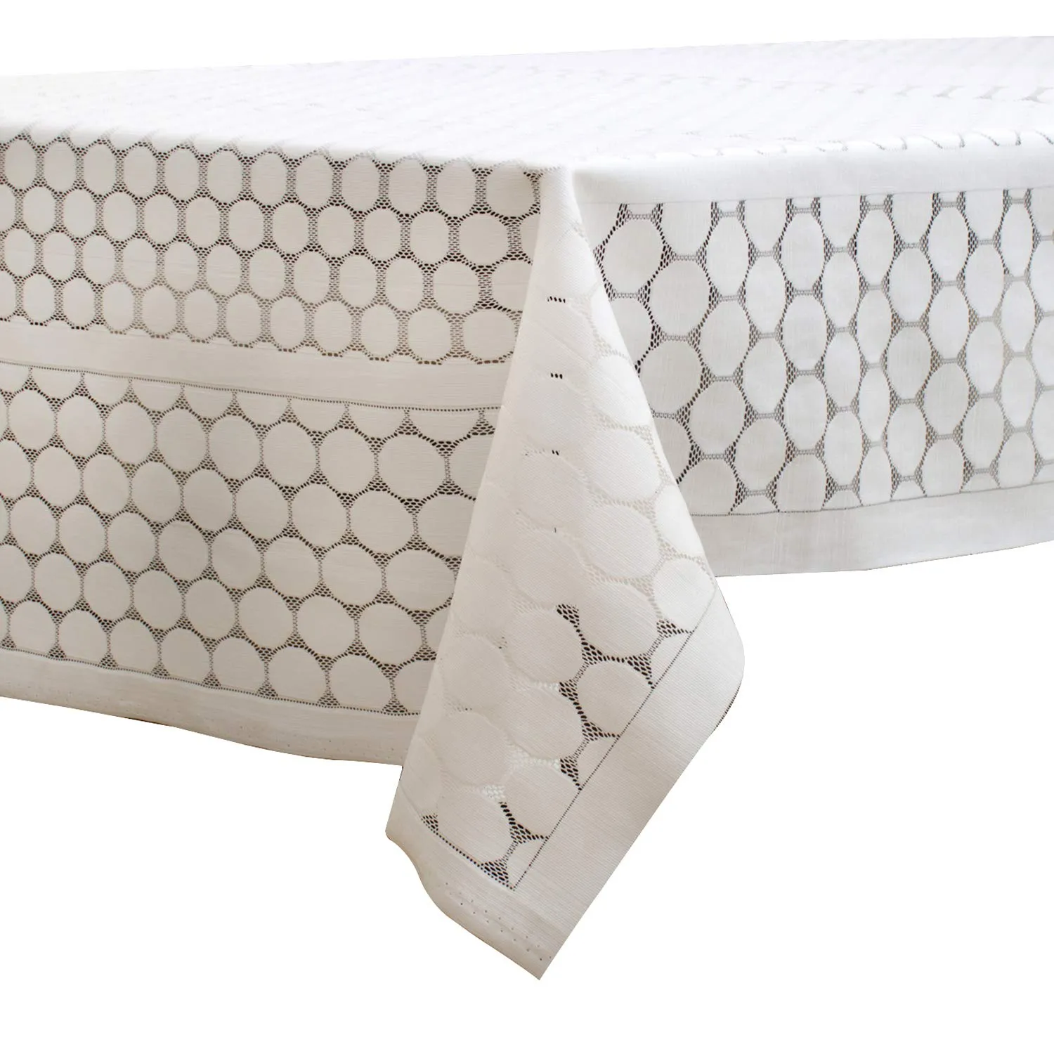 Kuber Industries Polka Dots Design Shining Cotton 4 Seater Center Table Cover 60"x40"(White) CTKTC33705